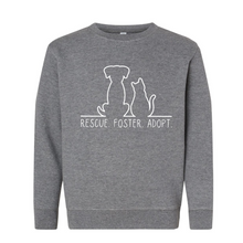 Load image into Gallery viewer, Rescue. Foster. Adopt. - Youth Crewneck
