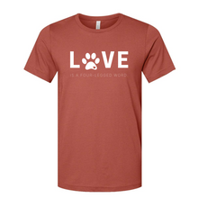 Load image into Gallery viewer, Love is a Four-Legged Word - Short Sleeve Adult Tee
