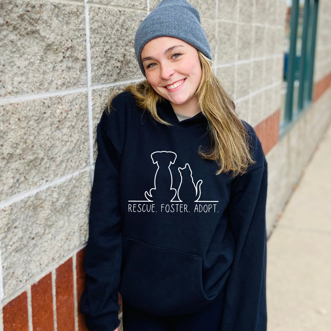 Rescue. Foster. Adopt. - Cozy Hoodie - CC
