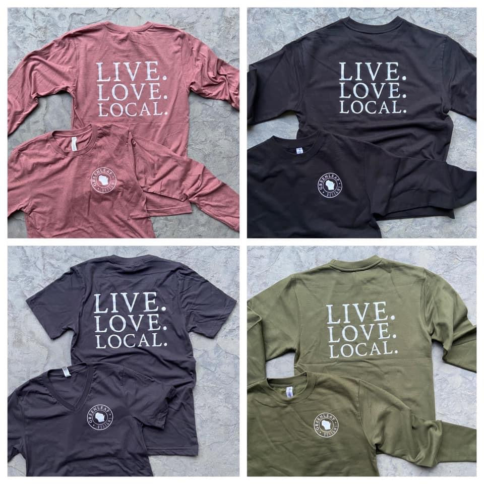 'Live. Love. Local.' Greenleaf Designs Logo Apparel