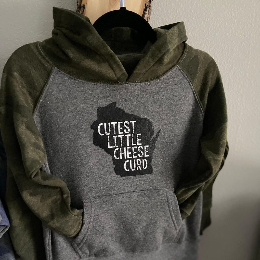 'Cutest Little Cheese Curd' Hoodie - Grey/Camo