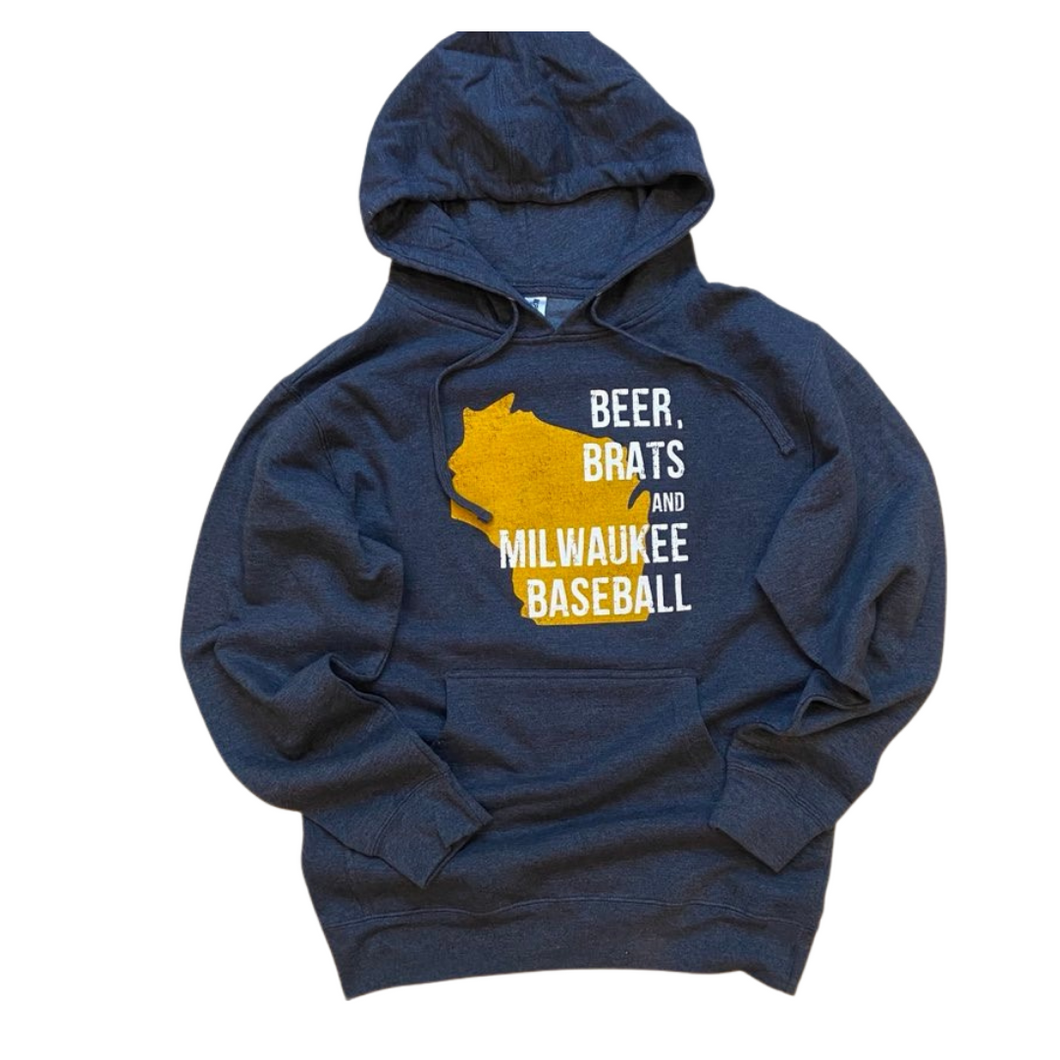 Beer Brats Milwaukee Baseball - Hoodie - Heather Navy
