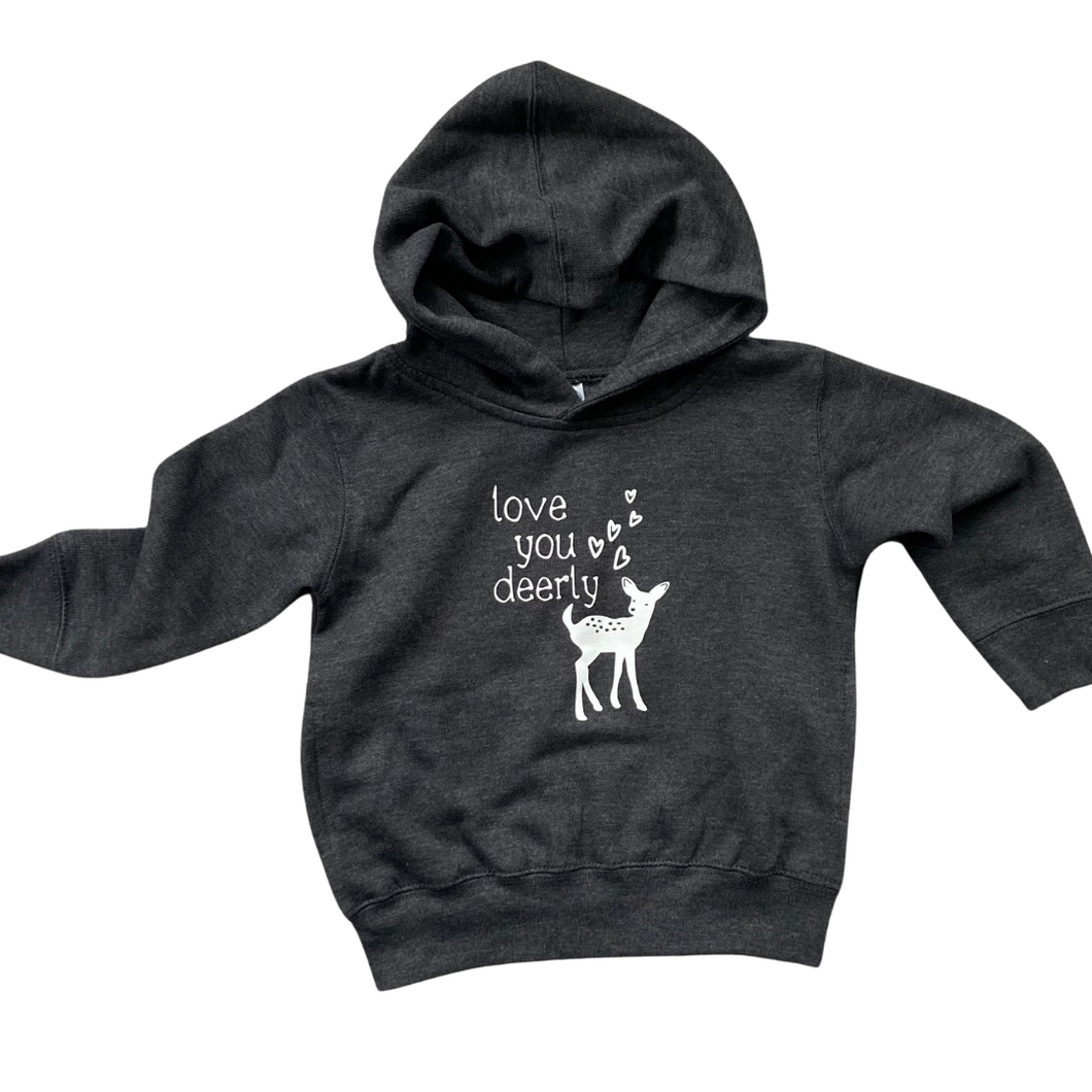 'Love You Deerly' Toddler Hoodie - Dark Grey