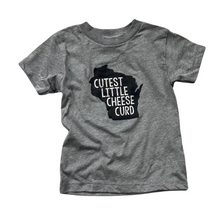 Load image into Gallery viewer, &#39;Cutest Little Cheese Curd&#39; Short Sleeve Toddler Tee - Grey
