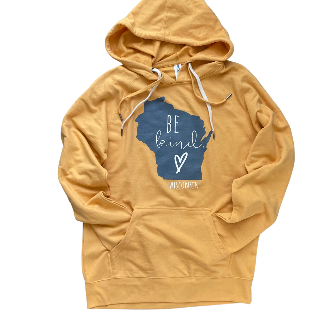 'Be Kind' Lightweight Hoodie - Mustard Yellow